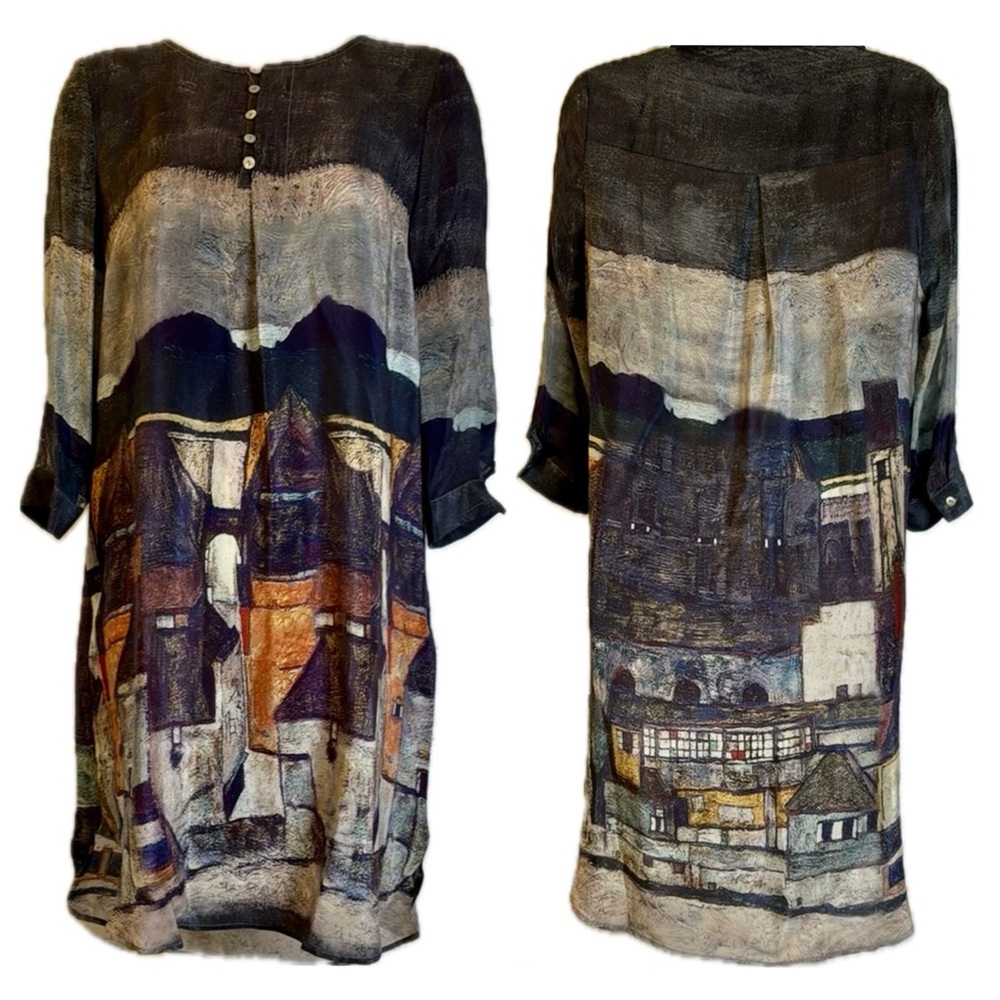 Artisan Asymmetrical Tunic Dress in Multi-Color